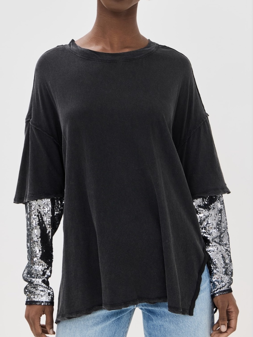 NWT FREE PEOPLE Nellie Sequin Twofer Top